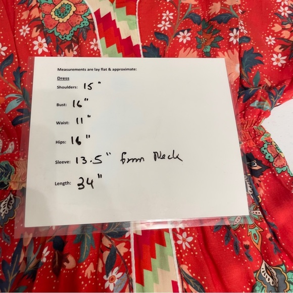 Farm Rio Floral Red Dress Anthropologie Red and White Geometric Dress XS petite - Picture 12 of 13